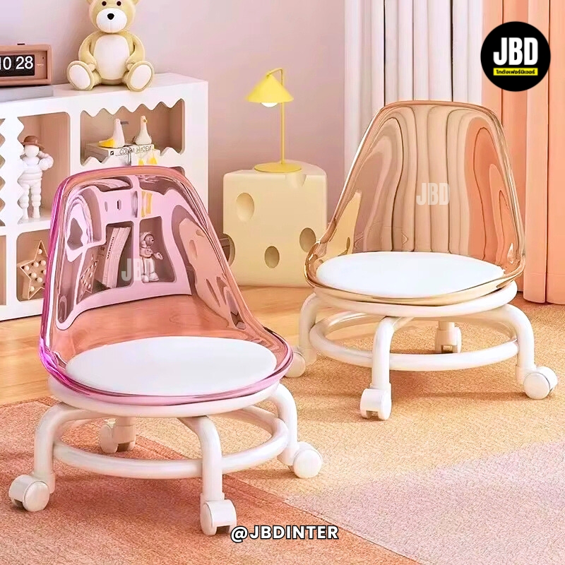 JBD INTER เก้าอี้ช่าง เก้าอี้อะคริลิค เก้าอี้ร้านเสริมสวย มีล้อลาก รหัส: JD709 (พร้อมส่งในไทย)