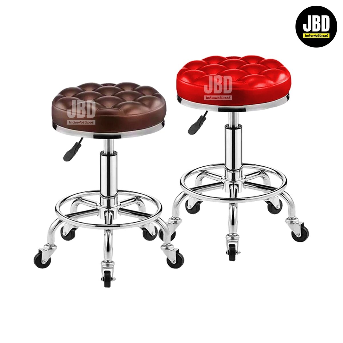 JBD INTER เก้าอี้ช่าง เก้าอี้ร้านเสริมสวย ล้อลาก เบาะขนมปัง ไฮโดรลิคปรับสูง-ต่ำได้ รหัสรุ่น:JD729